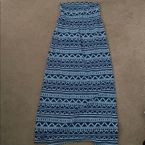 Long blue and white skirt